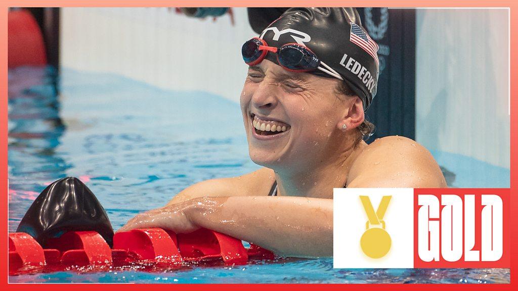 Tokyo Olympics Katie Ledecky wins her third consecutive 800m freestyle