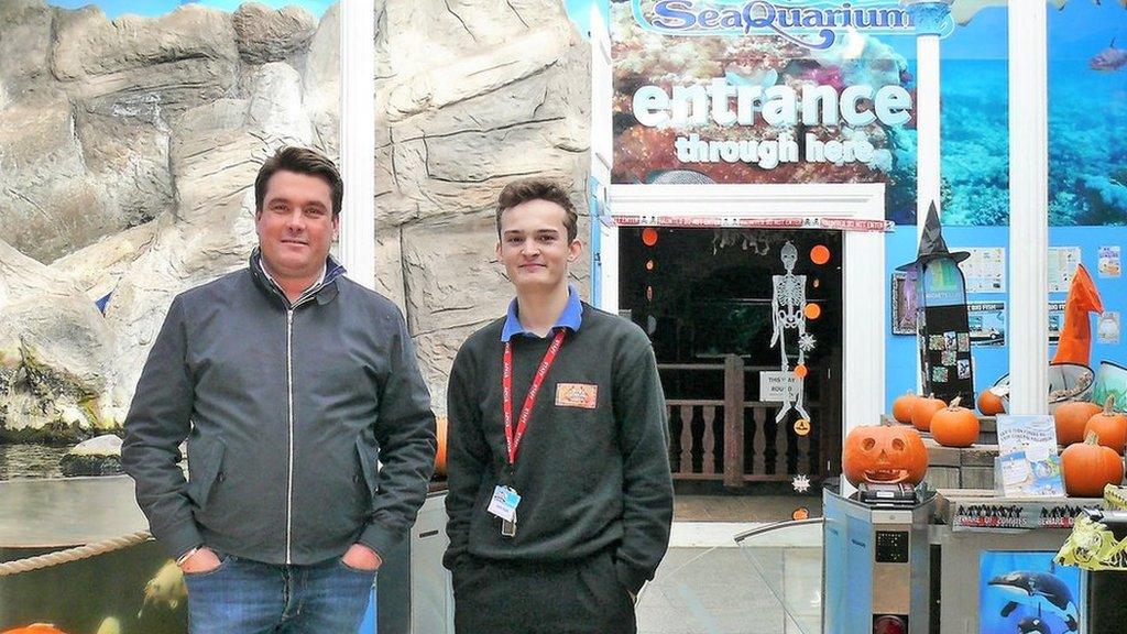 Clacton Pier director Billy Ball and Seaquarium staff member James Adams