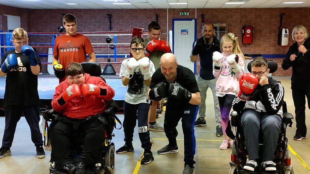 Chris McEwen and students at his boxing class