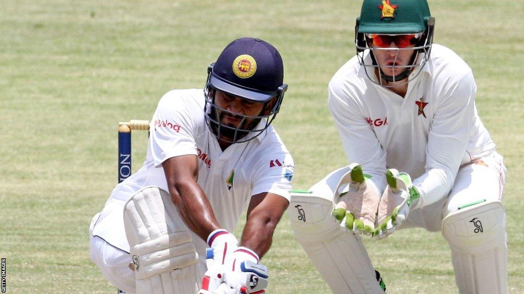 Peter Moor in action for Zimbabwe in a Test against Sri Lanka in 2016