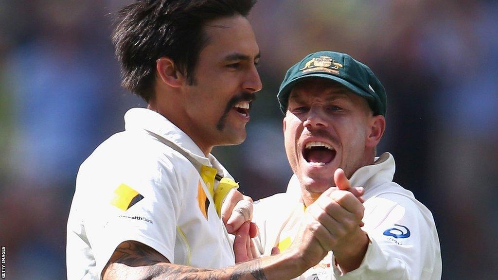 Mitchell Johnson and David Warner