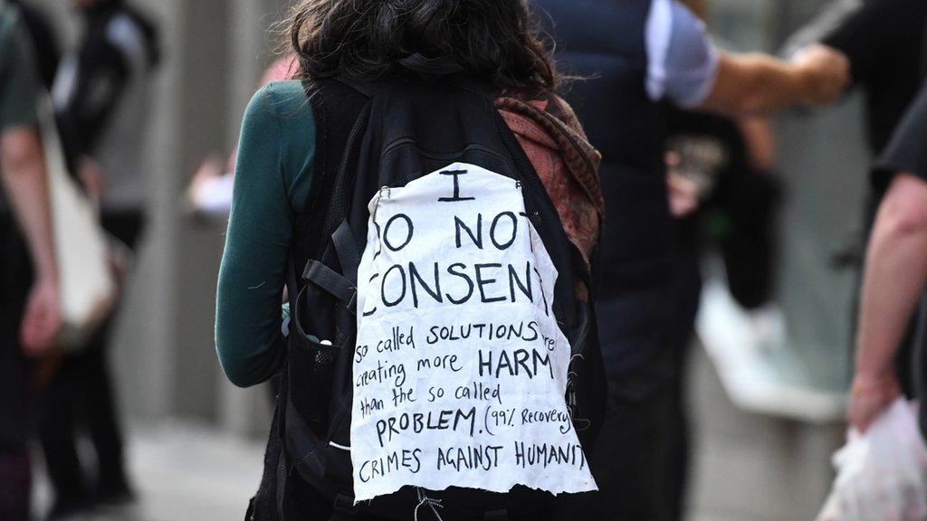 Anti-lockdown protester in Melbourne