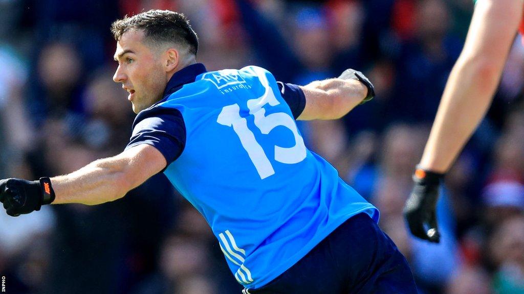 Basquel celebrates one of his goals against Mayo