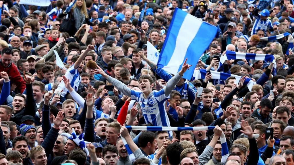 Brighton fans celebrate