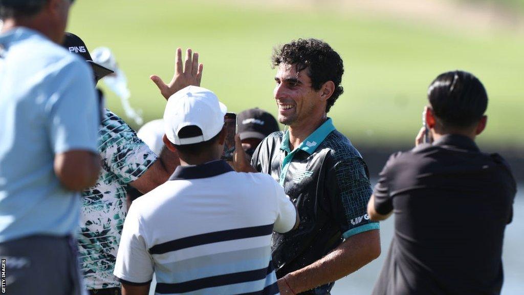 Joaquin Niemann after winning the Jeddah Invitational