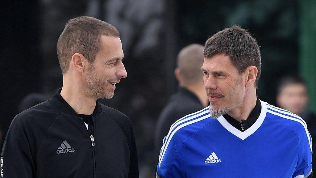 Uefa president Aleksander Ceferin and Zvonimir Boban