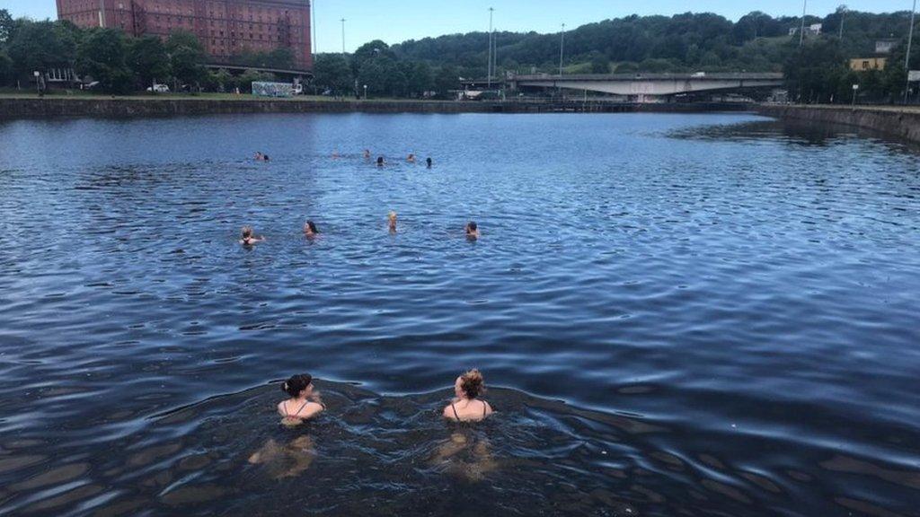 A swimming protest in Bristol's Cumberland Basin