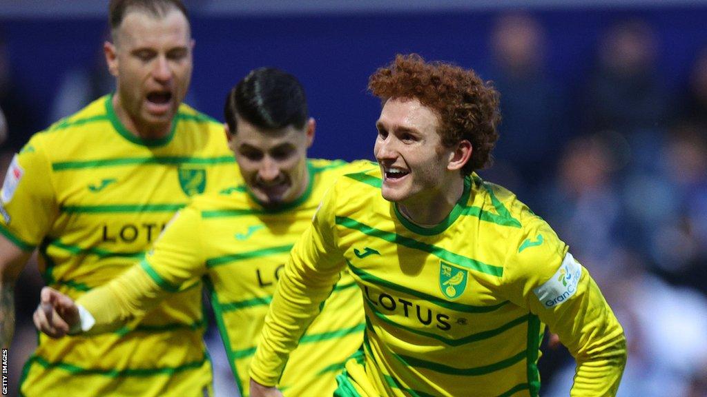 Josh Sargent celebrates scoring for Norwich