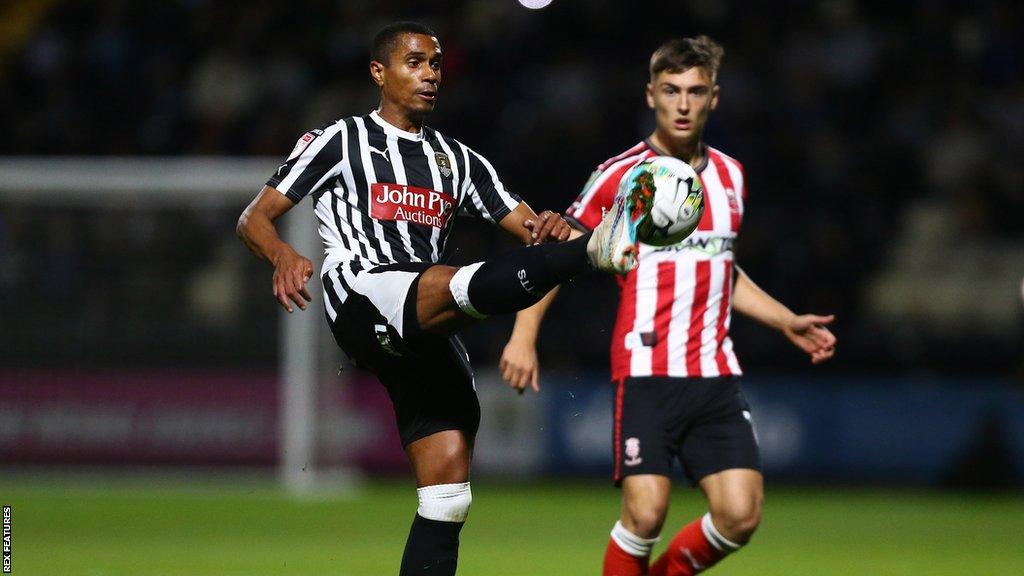 Richard Brindley (left) in action for Notts County