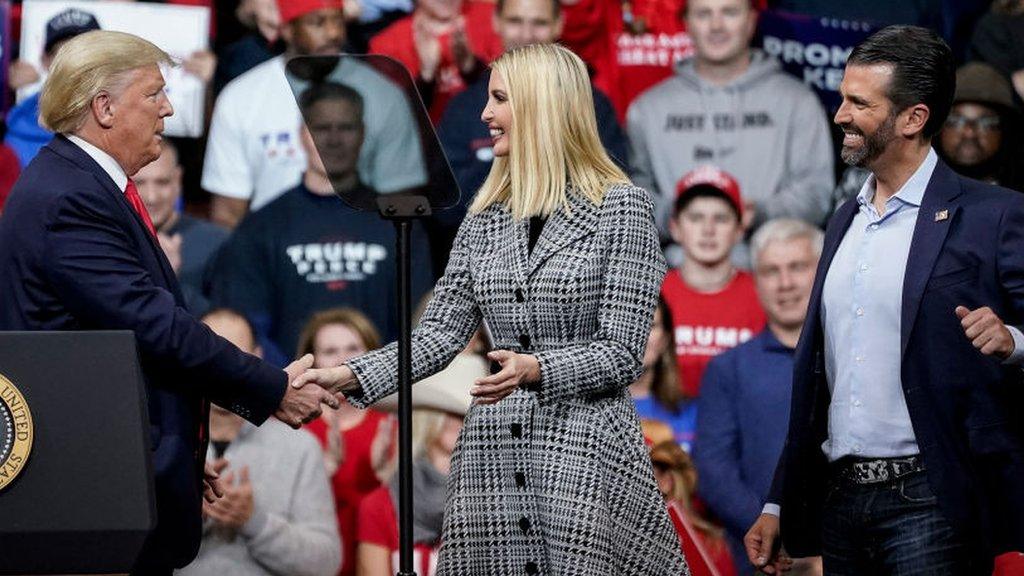 Donald Trump with Ivanka and Donald Trump Jr