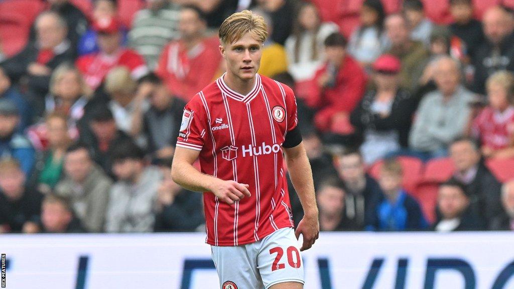 Sam Bell on the pitch during a game for Bristol City this season