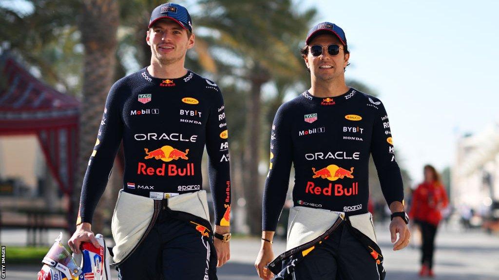 Max Verstappen (left) and Sergio Perez (right)