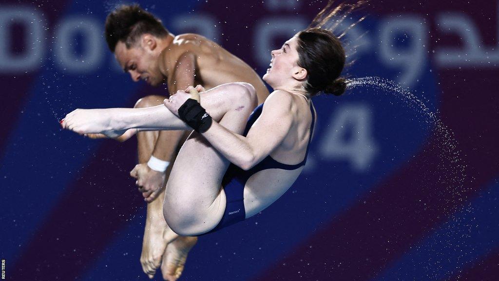 Tom Daley and Andrea Spendolini Sirieix perform their dive in Doha