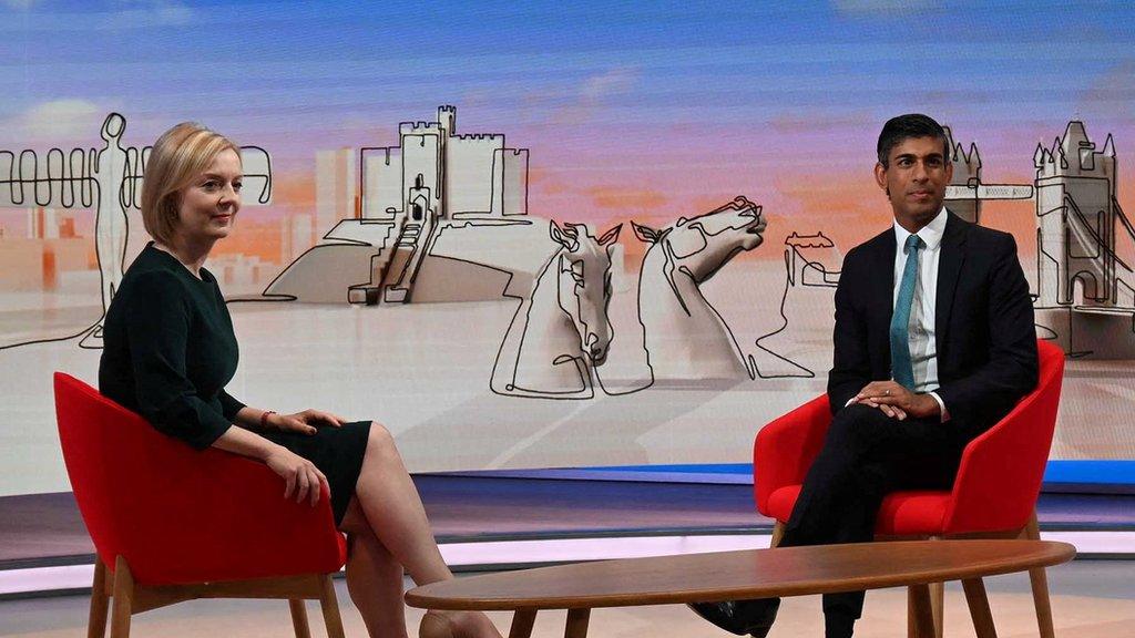 Liz Truss and Rishi Sunak on Sunday with Laura Kuenssberg