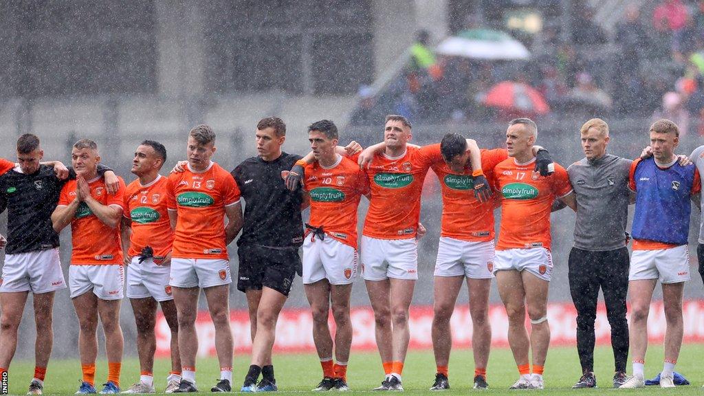 Armagh players watch on during the penalty shootout with Galway last year