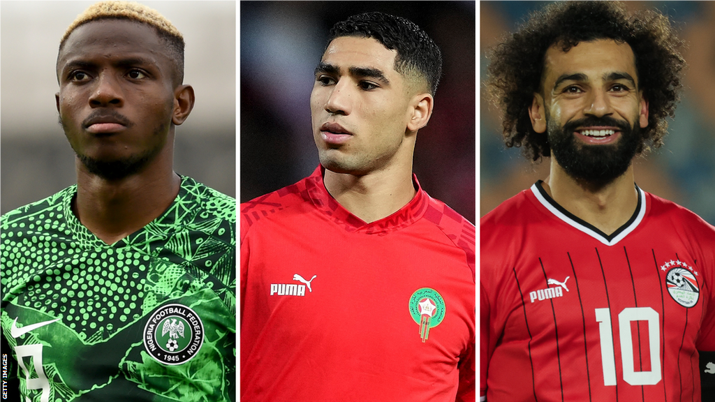 Victor Osimhen, Achraf Hakimi and Mohamed Salah