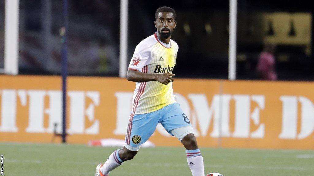 Eritrea's Mohammed Saeid in action for Columbus Crew in Major League Soccer