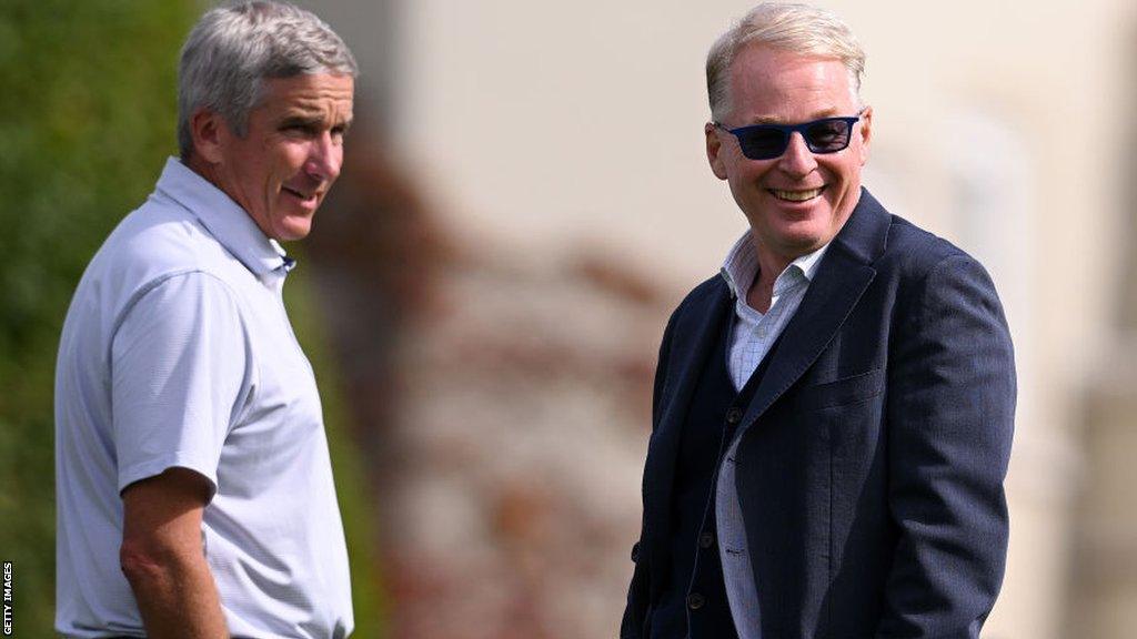 PGA Tour commissioner Jay Monahan and DP World Tour chief executive Keith Pelley