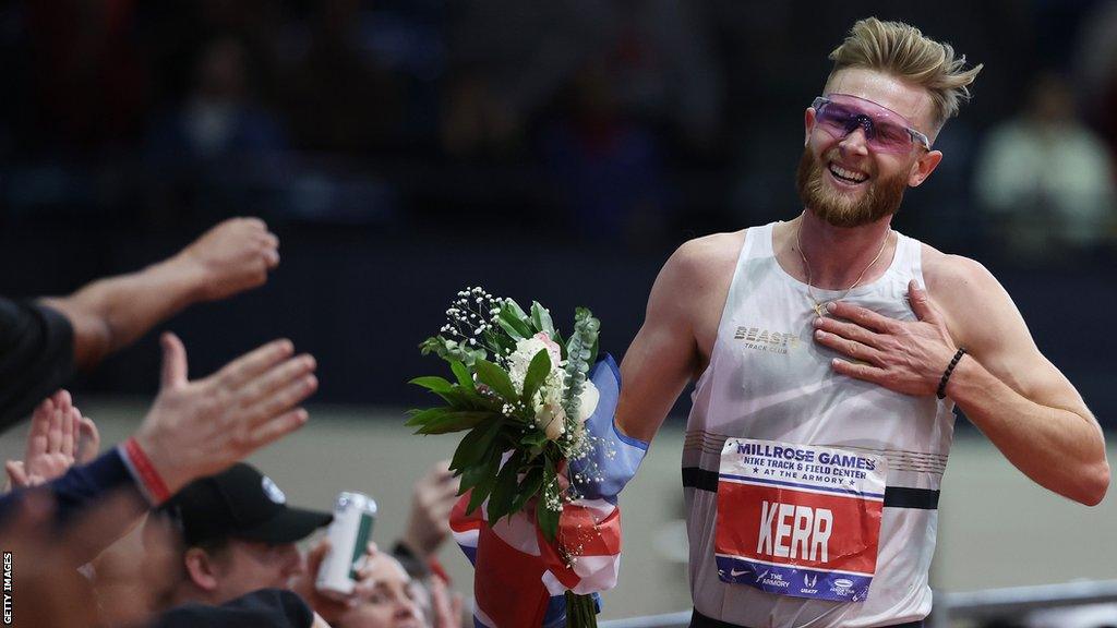 Josh Kerr set a new world two-mile indoor record in New York on Sunday