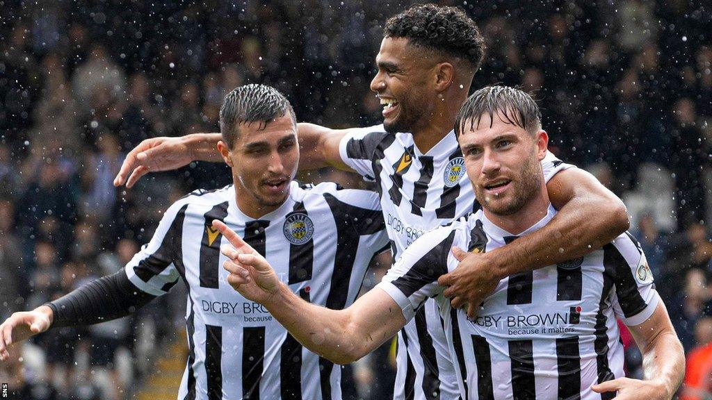 Mikael Mandron (centre) scored twice for St Mirren