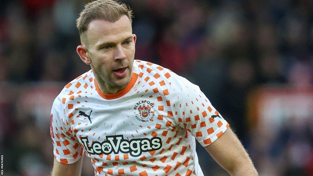 Jordan Rhodes in action for Blackpool