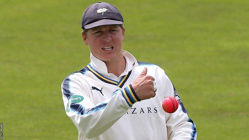 Former Yorkshire batter Gary Ballance throws a ball during a match