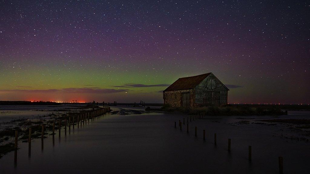 Northern lights at Thornham in Norfolk