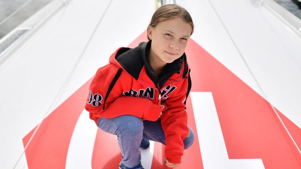 Greta Thunberg on a boat