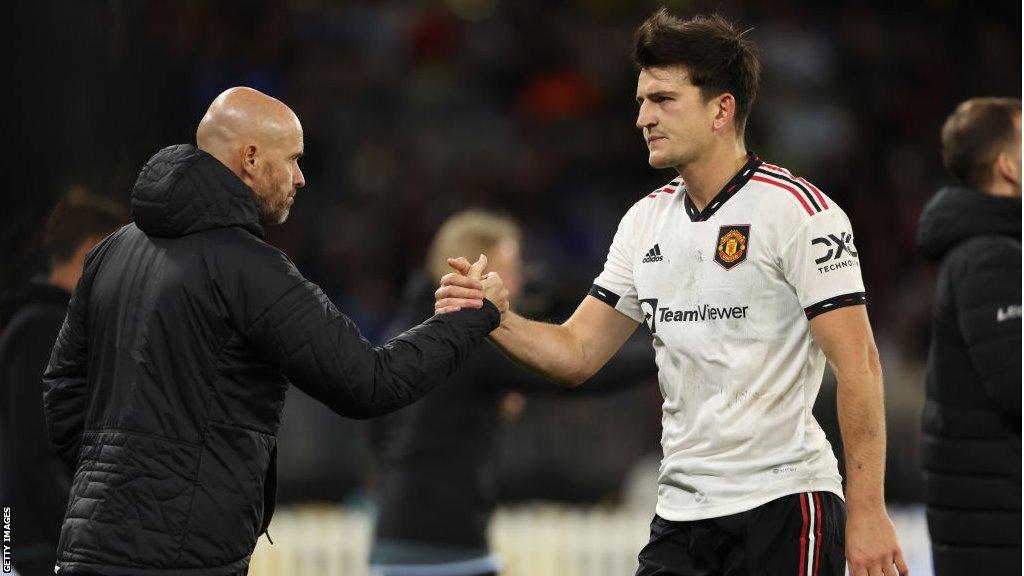 Harry Maguire and Erik ten Hag