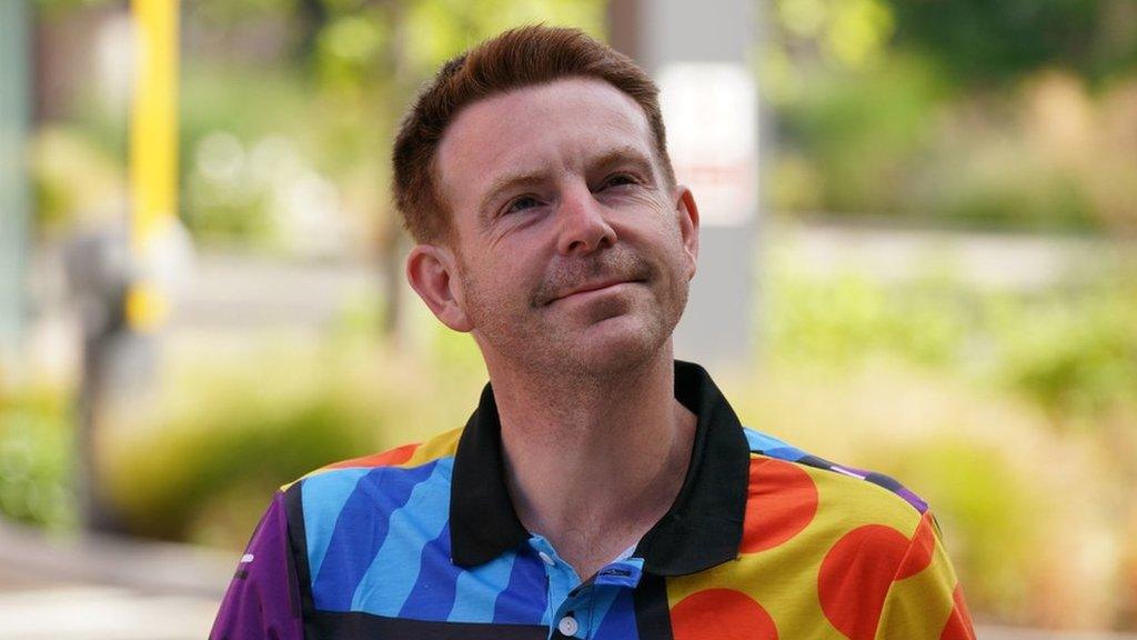 Alex Belfield outside Nottingham Crown Court on 4 August