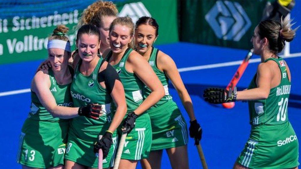 Ireland celebrate Naomi Carroll's goal in the 1-1 draw with Italy on Saturday