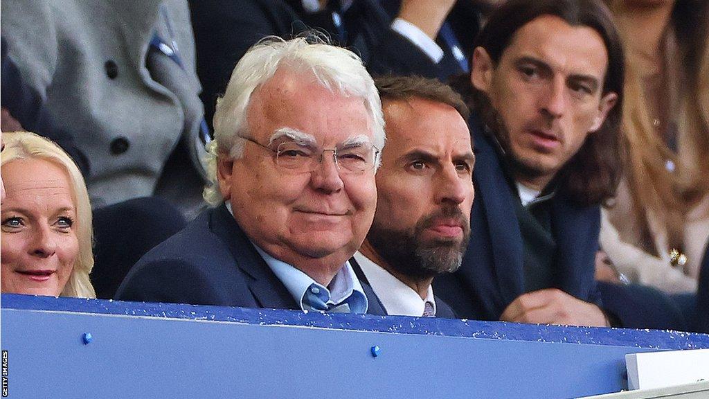 Everton chairman Bill Kenwright sat alongside England manager Gareth Southgate at Goodison Park