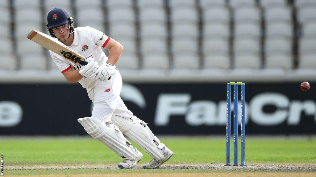 Matty Hurst in action during his maiden first-class half-century for Lancashire