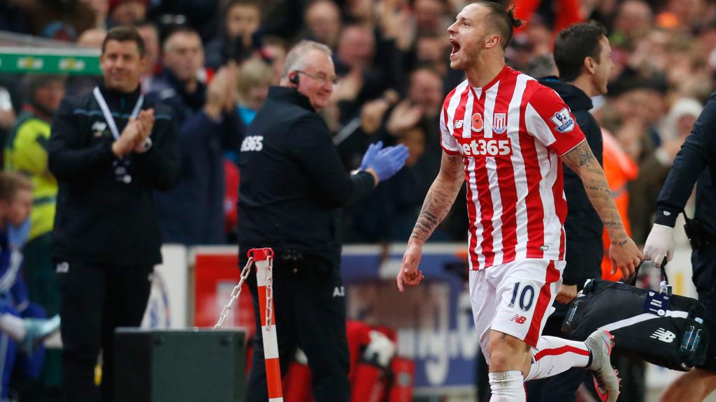 Marko Arnautovic celebrates his goal