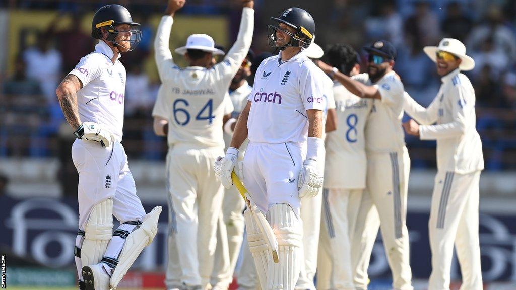 England batter Joe Root looks frustrated after being dismissed