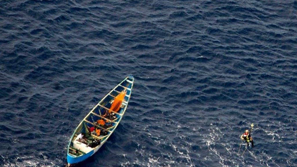 Aerial image of the boat