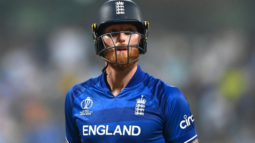 England's Ben Stokes walks off after being dismissed