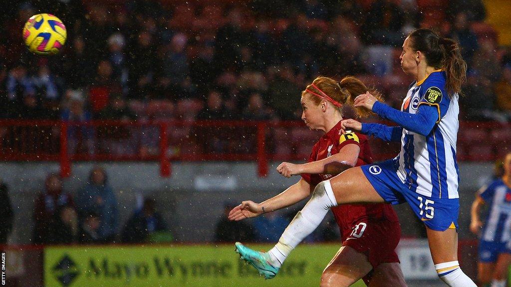 Rachel Furness scores for Liverpool against Brighton in the WSL