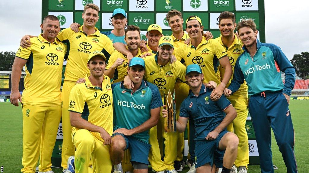 Australia with the ODI series trophy