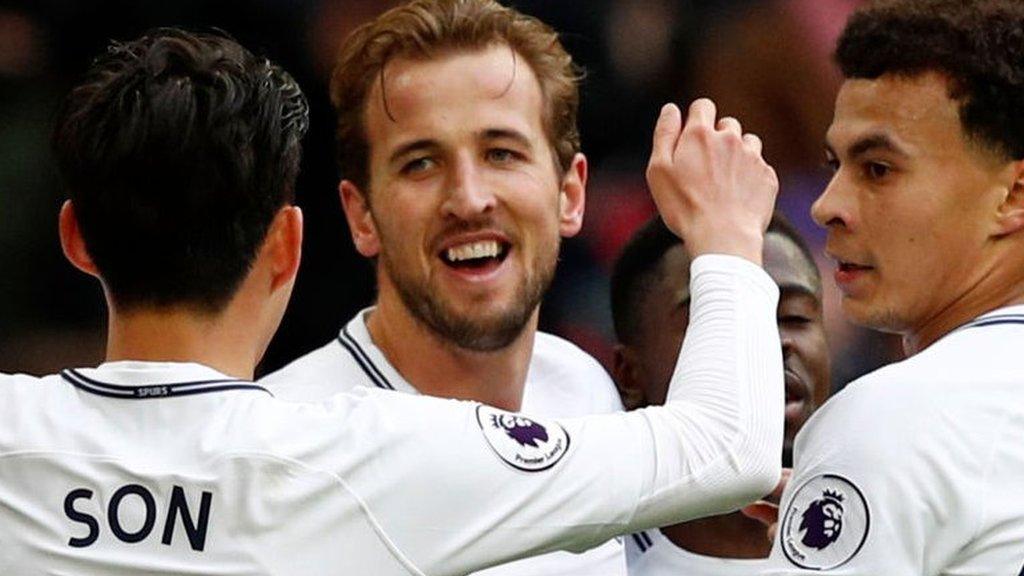 Harry Kane celebrates with Tottenham