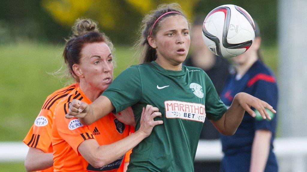 Abigail Harrison playing for Hibernian Ladies against Glasgow City