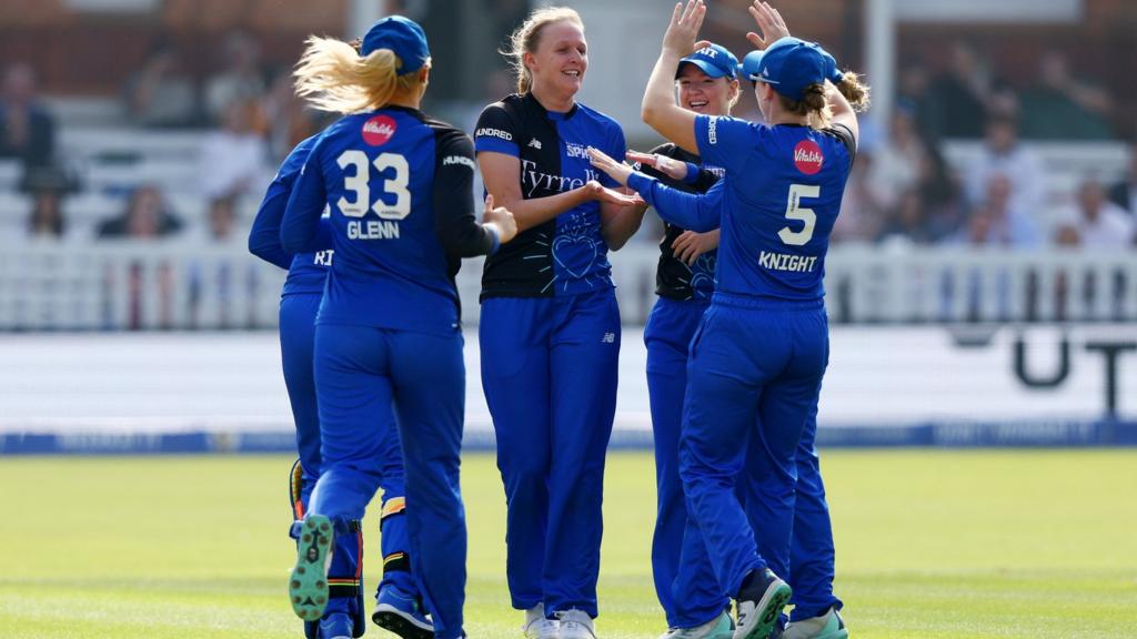 Lauren Filer celebrates a wicket