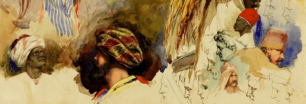 Portrait studies of figures in Eastern Costume, by Richard Dadd (1841) (detail)