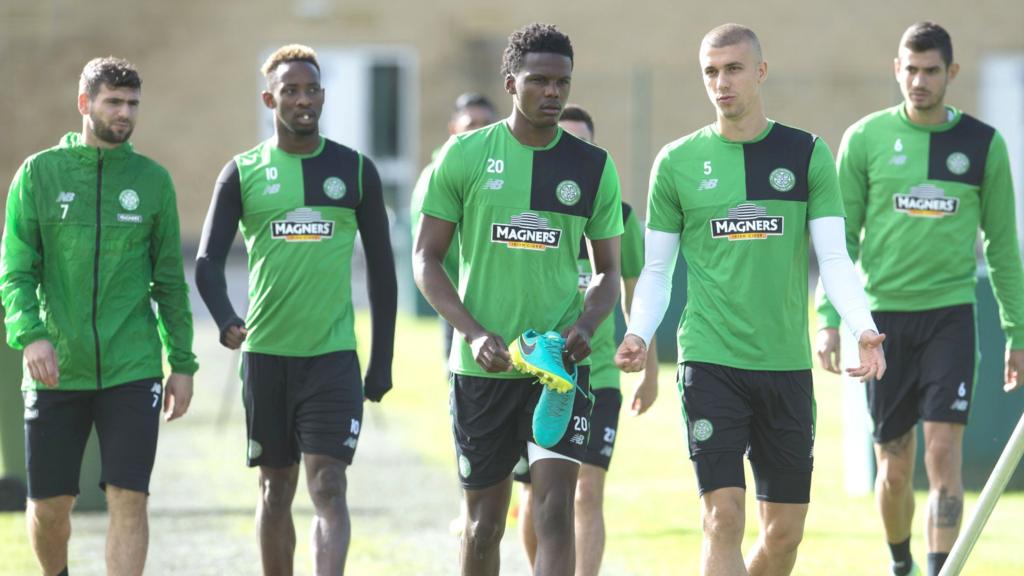 Celtic players arrive for training