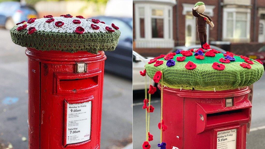 Post box toppers in South Shields