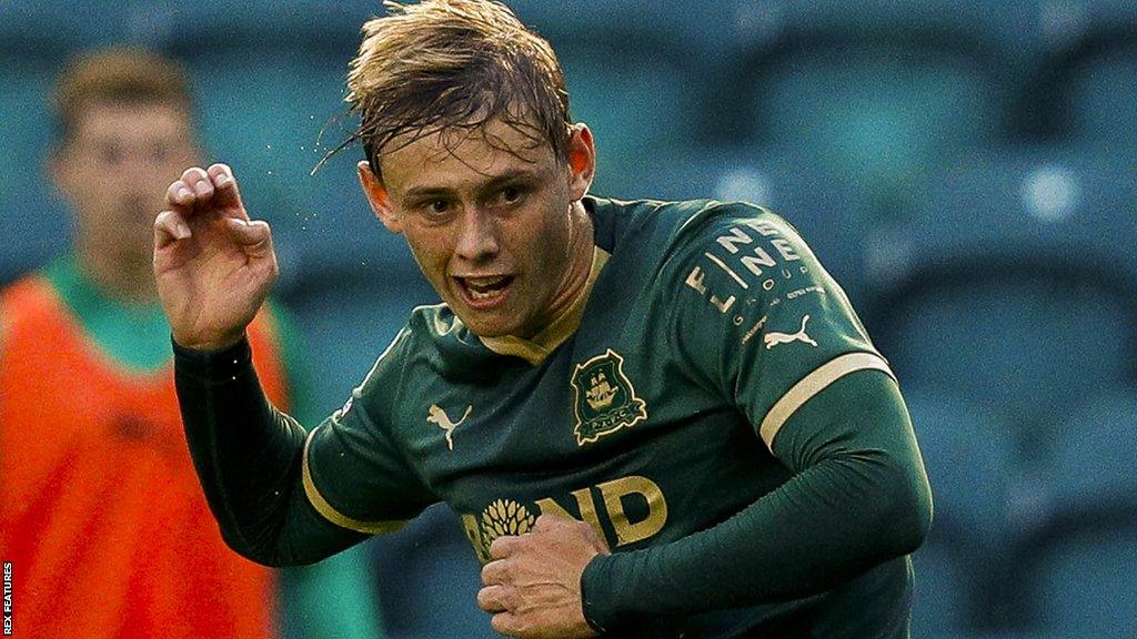 New Zealand striker Ben Waine scores for Plymouth Argyle