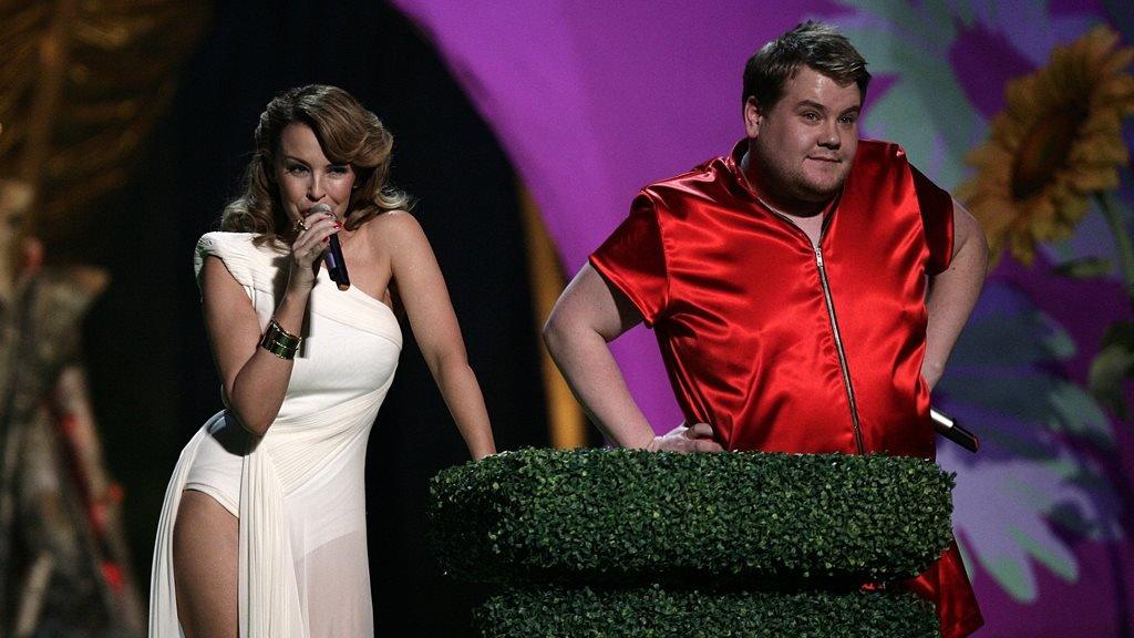 Kylie and James Corden at the 2009 Brit Awards