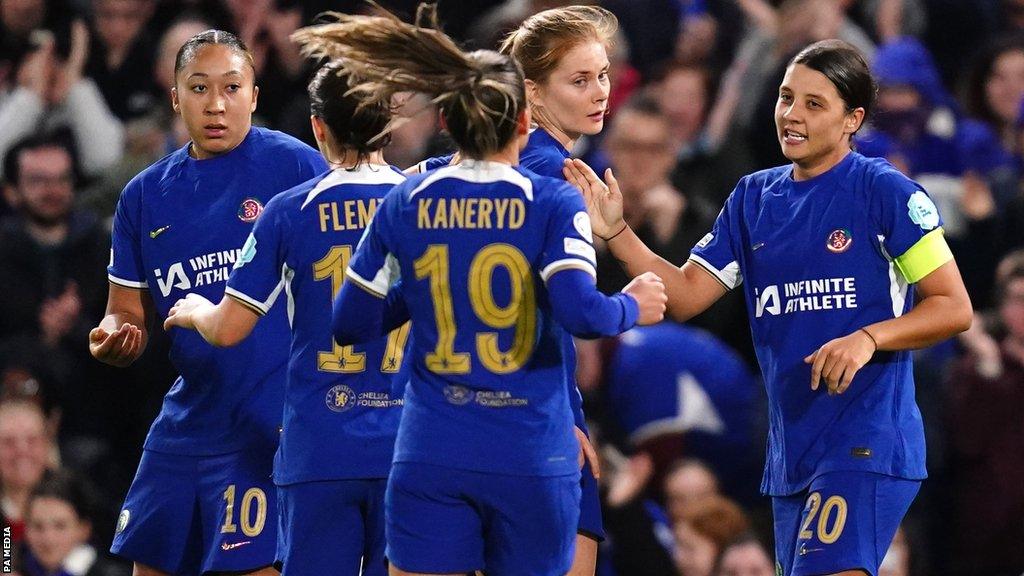 Chelsea celebrating a goal against Real Madrid