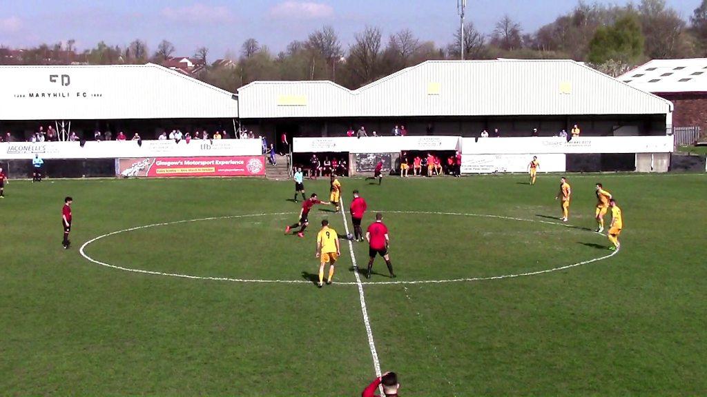 Maryhill's Gavin Stokes scores against Clydebank after 3.2 seconds