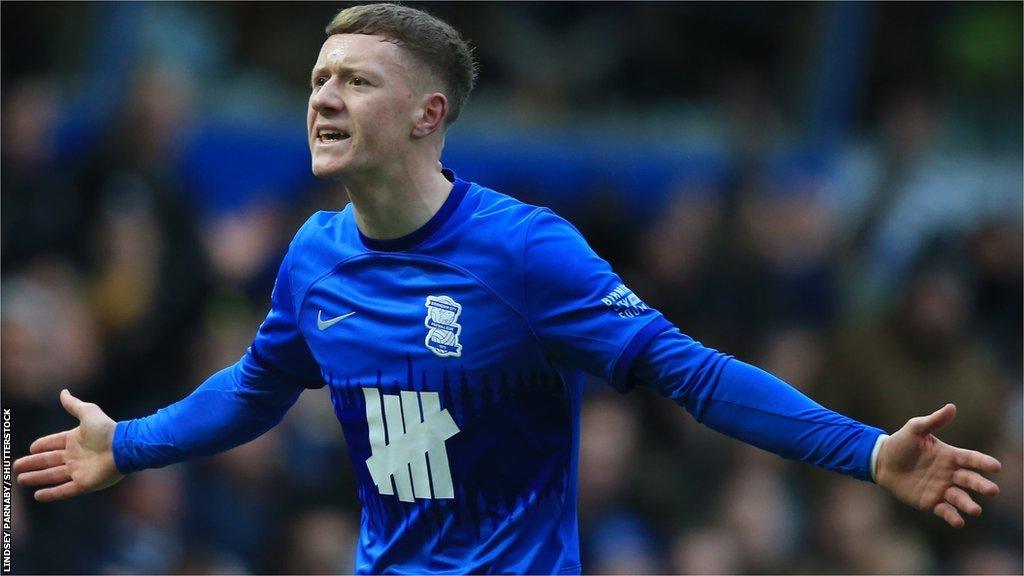 On-loan Birmingham City top scorer Jay Stansfield celebrates a goal